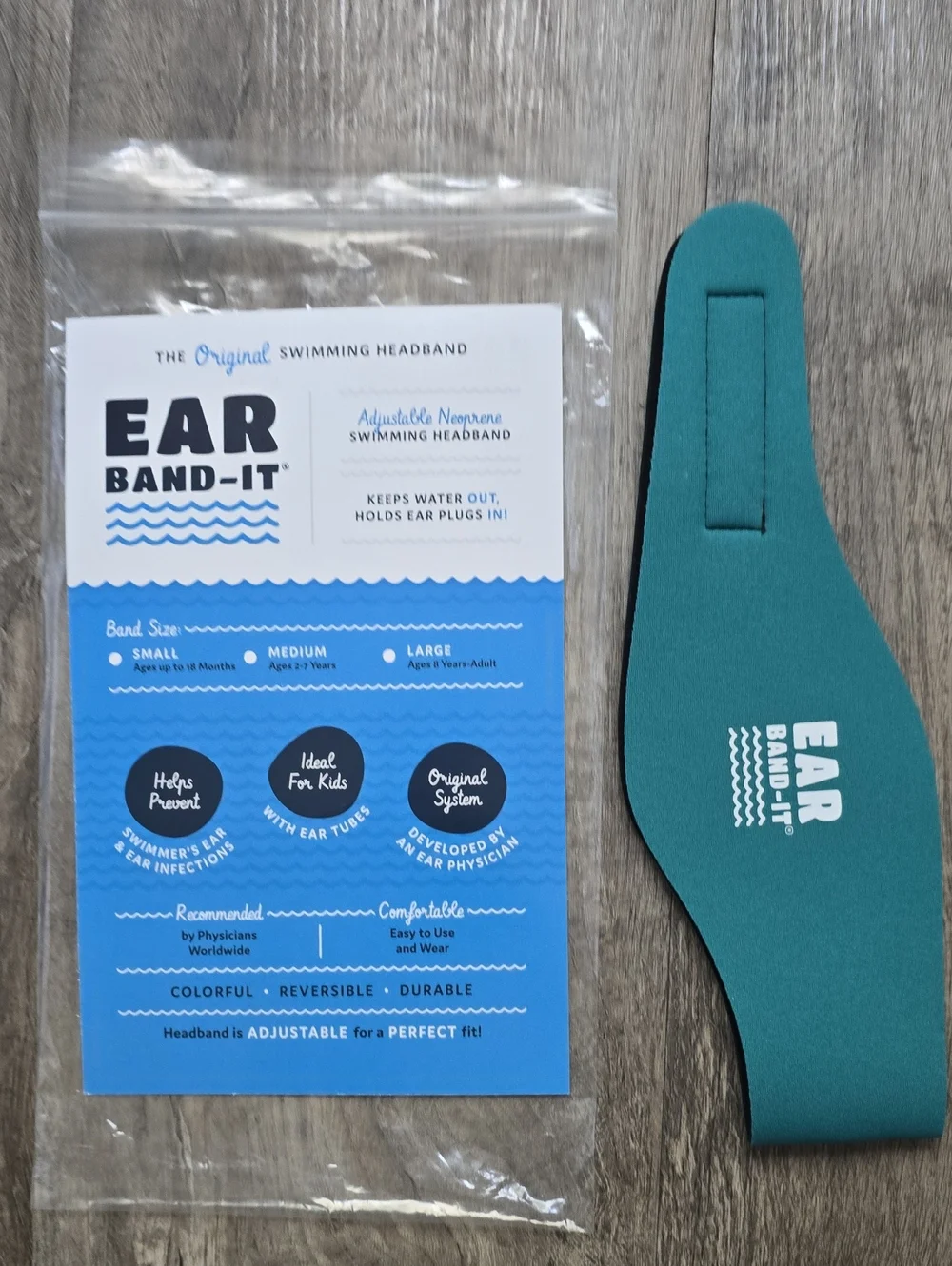 Earvolution Original Ear Band-It Teal Swimming Headband - New In Bag!